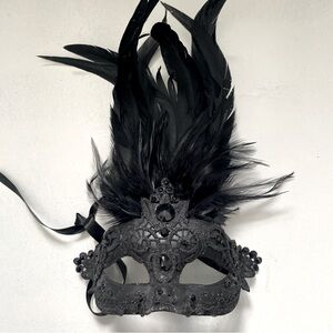 Gothic Venetian masquerade mask Halloween party feather mask TVD